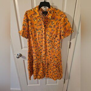 Donna Morgan Collared High Neck Button Down Folded Short Sleeve Plus Size 18